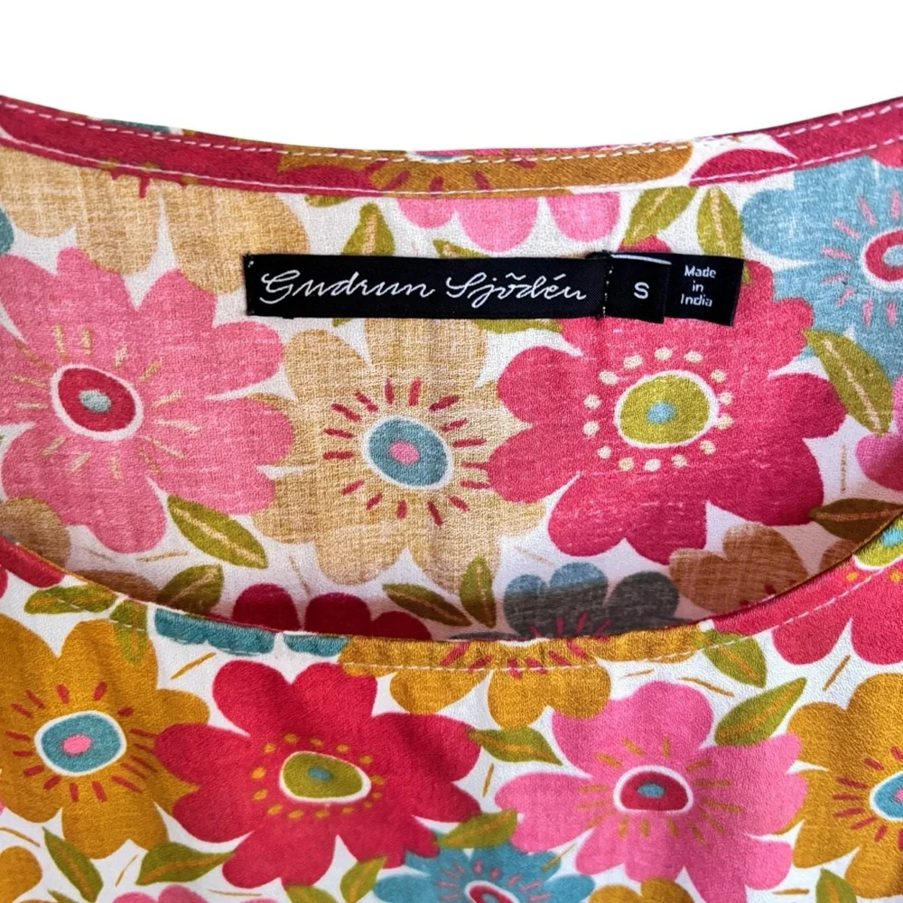 Gudrun Sjoden Floral Dress women’s boho peasant lagenlook Sz S